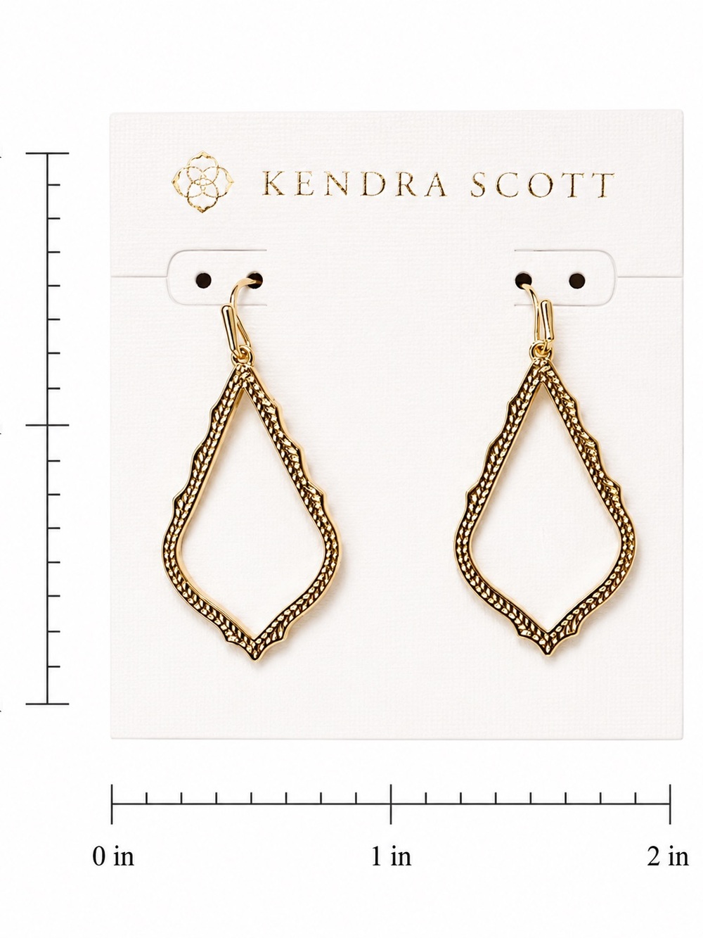 Kendra Scott Sophia Gold Teardrop Dangle Earrings Filigree Statement elegant - Picture 3 of 4